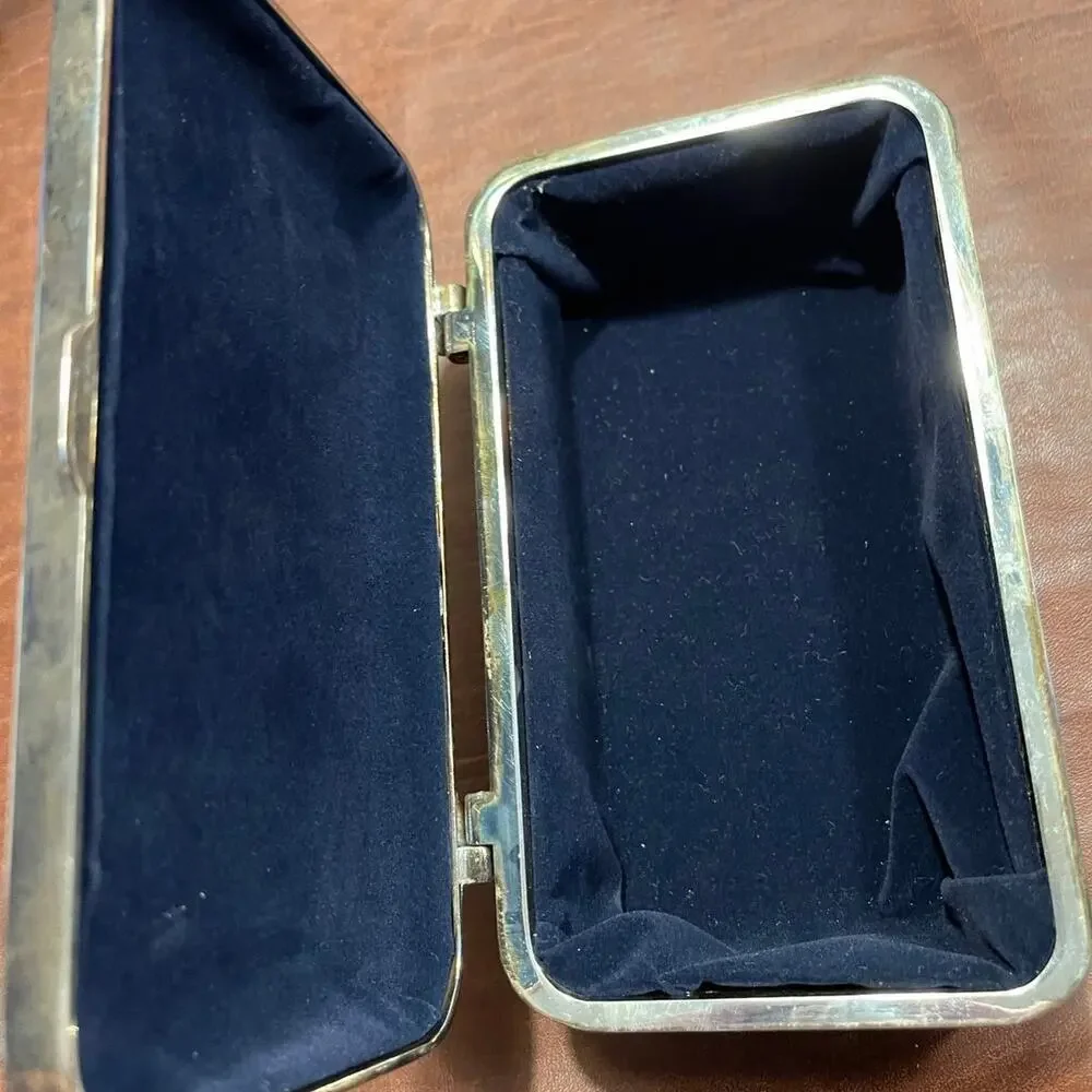Vintage silver plated jewelry box engraved Hollywood Regency style